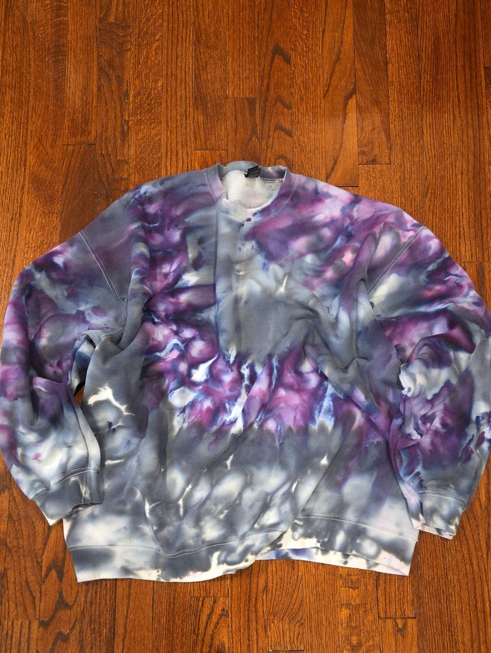 Abstract Tie-Dye Sweatshirt in Purple & Gray